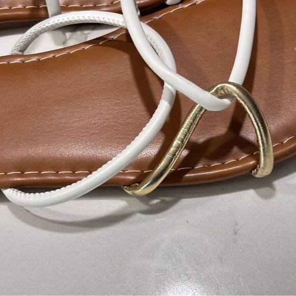Shade & Shore | Women’s White and Gold Flat Summer Sandals Size 8 - Picture 4 of 8
